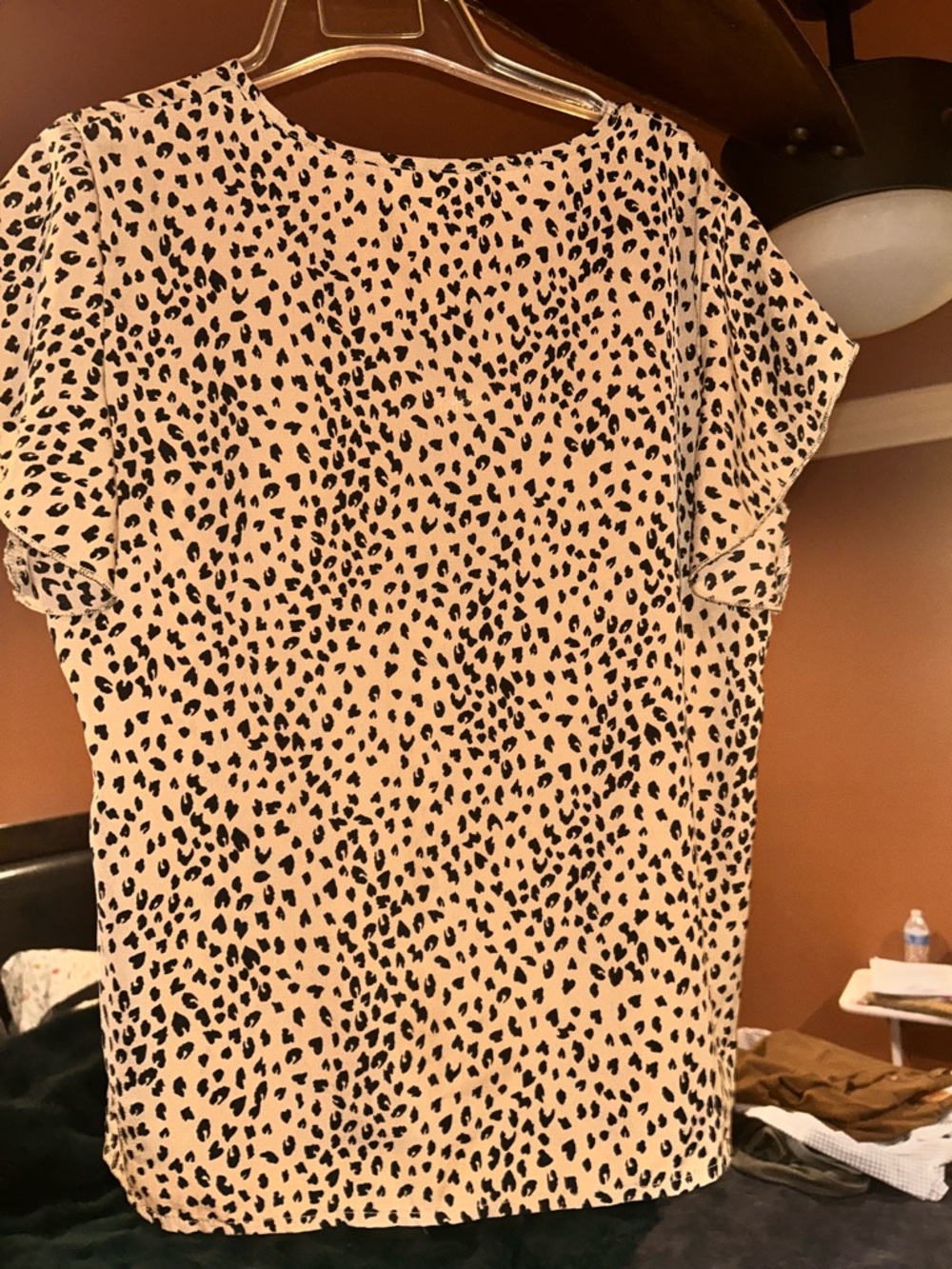 SHEIN Beige and Black Leopard Print Blouse